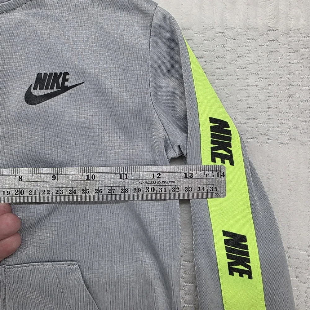 Nike Boys 4T Gray Neon Yellow Logo Tape Full Zip Track Jacket G796-G6U